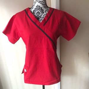 Red scrub top